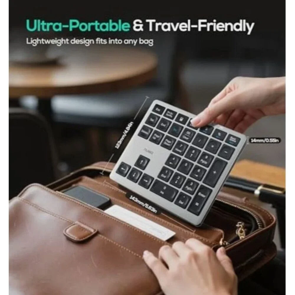 Nulea Bluetooth 5.0 & 2.4G Wireless 34-Key Numeric Keypad - USB-C Rechargeable